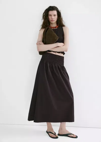 Mango Lyocell Skirt With Shirred Waist In Multi