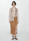 MANGO LYOCELL SKIRT WITH SLIT TOBACCO BROWN