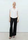 Mango Cap Sleeve Button-up Shirt In Off White