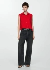 Mango Lyocell Sleeveless Shirt Red