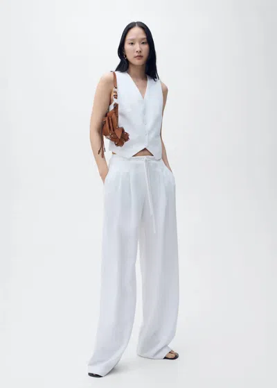 Mango Pantalon Blanc - Femme - 34 -