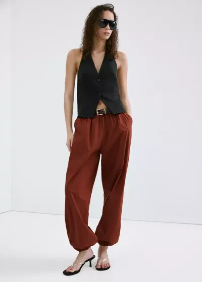 Mango Lyocell Suit Vest In Brown