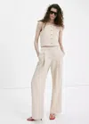 Mango Lyocell Top With Buttons In Neutral