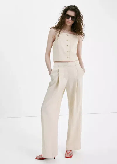 Mango Lyocell Top With Buttons In Light/pastel Grey