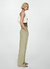 Mango Lyocell Trousers With Adjustable Drawstring In Khaki