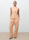 Mango Lyocell Trousers With Elastic Waistband Nude In Brown