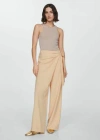 Mango Lyocell Trousers With Knot Detail Beige In Beige