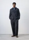 Mango Lyocell-linen Jacket With Pockets In Navy