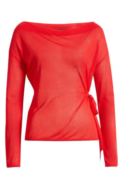 Mango Magnolia Side-tie Sweater In Red