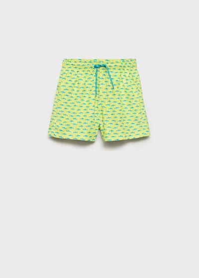 Mango Kids' Shark Print Swimsuit Lime