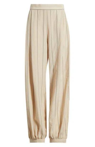 Mango Malta Pantalon Stripe Balloon Pants In Neutral