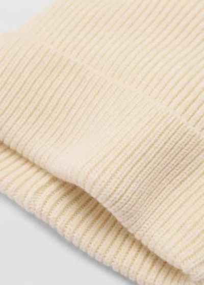 Mango Man Wool And Cashmere Blend Ribbed Hat Off White