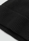 MANGO MAN WOOL AND CASHMERE BLEND RIBBED HAT BLACK