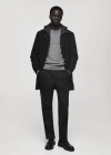 Mango Man Wool Coat With Quilted Interior Hood Black In Black