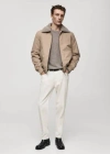 Mango Man Corduroy Regular-fit Trousers Off White