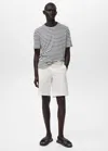 Mango Man 100% Cotton Bermuda Shorts Off White