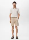 Mango Man 100% Cotton Bermuda Shorts With Drawstring Ecru