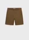 Mango Man 100% Cotton Bermuda Shorts With Drawstring Khaki In Brown