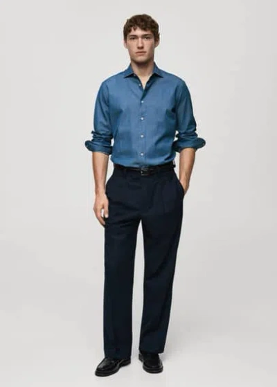 Mango Man - Chemise Bleu Moyen - Xxl - Homme In Medium Blue