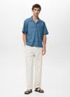 Mango Man 100% Cotton Denim Shirt Indigo Blue In Blue