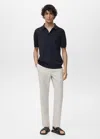 Mango Man Polo Maille Fine 100 % Coton Bleu Nuit - Homme - Xl -  In Blue