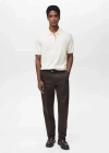 Mango Man 100% Cotton Fine-knit Polo Shirt In Off White