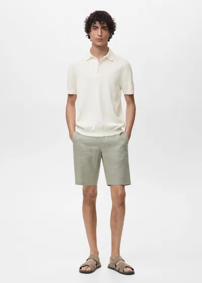 Mango Man Polo Maille Fine 100 % Coton Blanc Cassé - Homme - Xxl -  In White