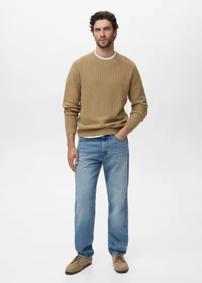 Mango Man Pull-over 100 % Coton Maille Beige - Homme - Xxl -  In Sand