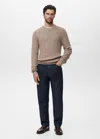 Mango Man Pull-over 100 % Coton Maille Beige - Homme - Xxl -  In Brown