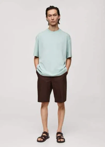 Mango Man 100% Cotton Oversized T-shirt Aqua Green