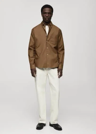 Mango Man Chemise 100 % Coton Oxford Marron - Homme - Xxl -  In Brown