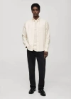 Mango Man Chemise 100 % Coton Oxford Écru - Homme - Xxl -  In Ecru