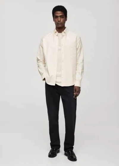 Mango Man Chemise 100 % Coton Oxford Écru - Homme - Xxl -  In Ecru