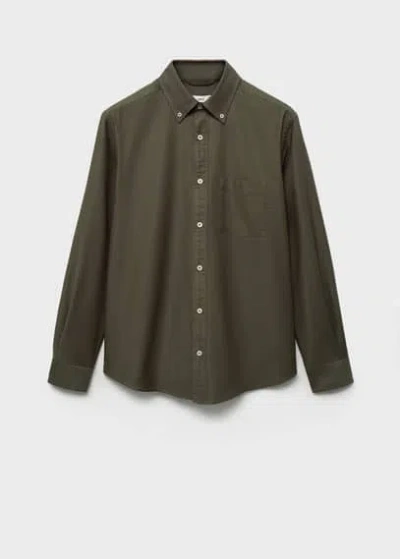 Mango Man 100% Cotton Oxford Shirt In Khaki