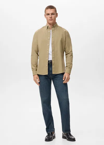 Mango Man Chemise 100 % Coton Oxford Kaki - Homme - Xl -  In Brown