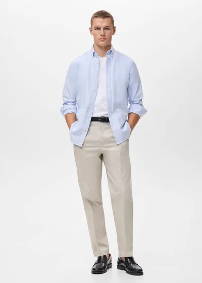 Mango Man Chemise 100 % Coton Oxford Bleu Ciel - Homme - Xxl -  In Blue