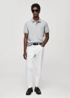 Mango Man 100% Cotton Pique Polo Shirt Medium Heather Grey