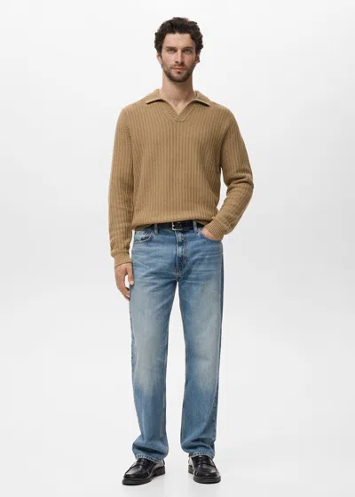 Mango Man Pull Style Polo 100 % Coton Beige - Homme - Xxl -  In Sand