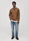 Mango Man 100% Cotton Polo Sweatshirt In Medium Brown