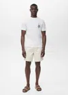 Mango Man T-shirt 100 % Coton Imprimé Poitrine Blanc - Homme - L -