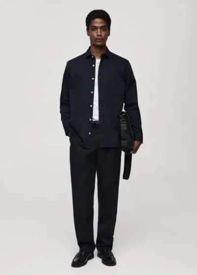 Mango Man Chemise 100 % Coton Regular-fit Bleu Marine Foncé - Homme - Xl -  In Dark Navy