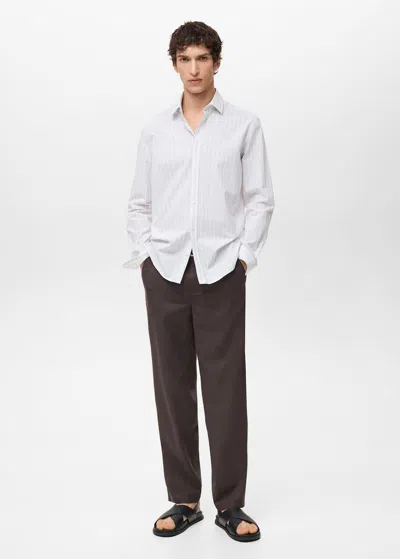 Mango Man 100% Cotton Regular-fit Striped Shirt