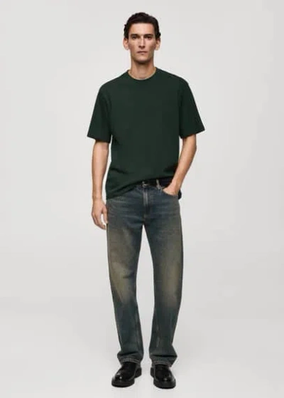Mango Man Heavy Weight Relaxed Fit T-shirt Green