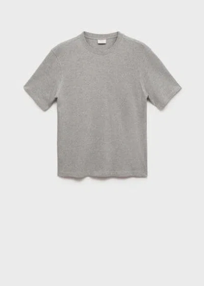 Mango Man Heavy Weight Relaxed Fit T-shirt Medium Heather Grey