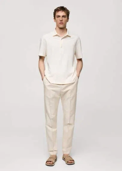 Mango Man 100% Cotton Slim-fit Polo Shirt Ecru In Neutral