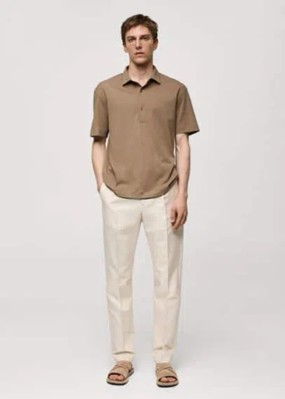 Mango Man 100% Cotton Slim-fit Polo Shirt Medium Green