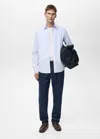 Mango Man Chemise 100 % Coton Rayures Slim-fit Bleu Ciel - Homme - Xl -  In Sky Blue