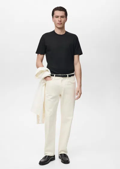 Mango Man 100% Cotton Slim-fit T-shirt Black