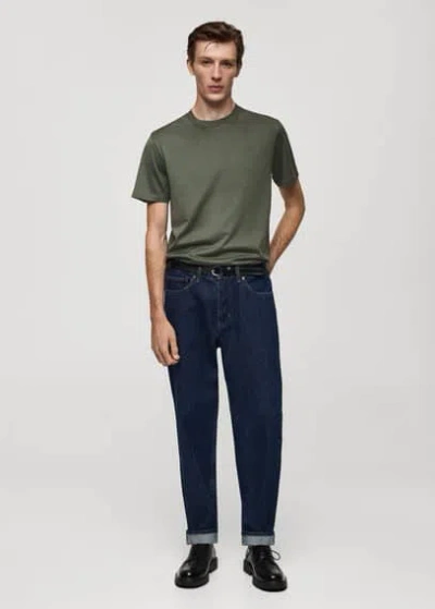 Mango Man 100% Cotton Slim-fit T-shirt Forest Green