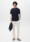 Mango Man T-shirt 100 % Coton Slim-fit Bleu Marine - Homme - Xxl -
